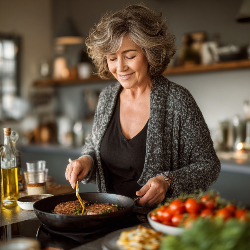 Adultos mayores disfrutando de una comida saludable
